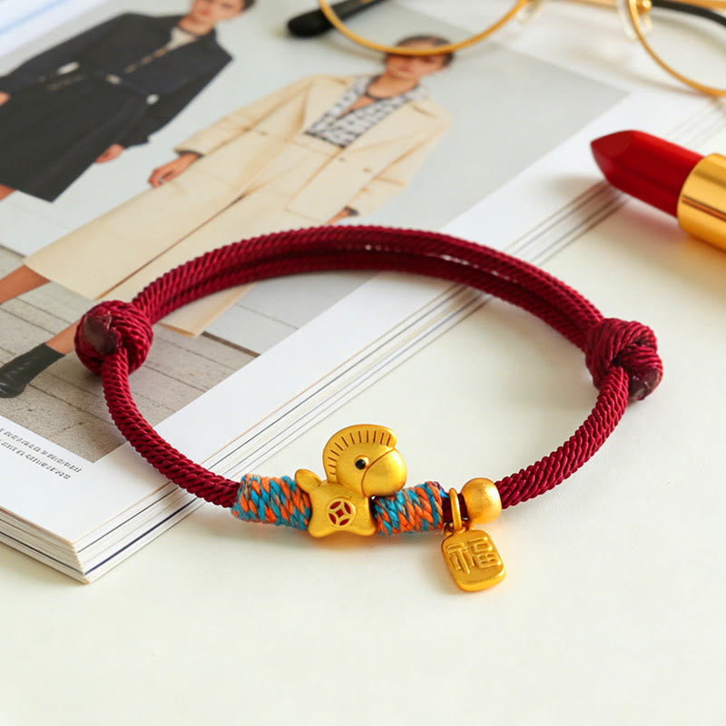 Bransoletka z plecionego Buddha Stones 999, Rok Konia Fu - image 1