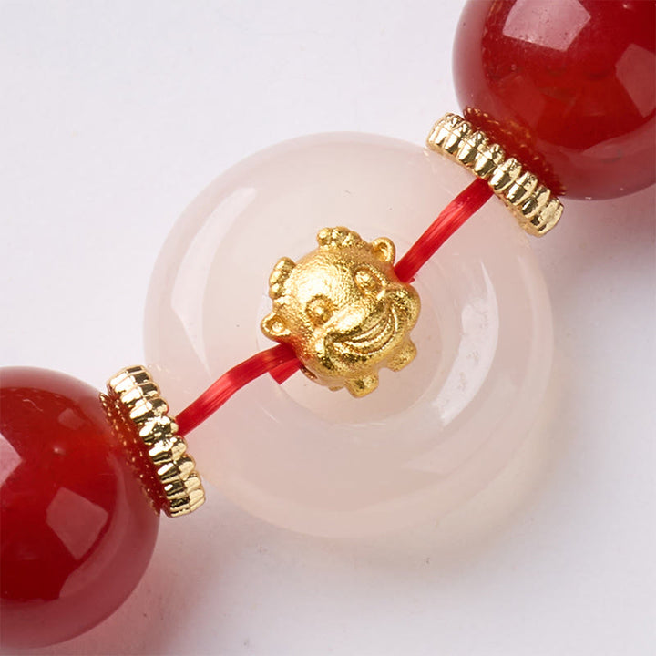 Bransoletka z Buddha Stones, chińskim zodiakiem, rokiem konia, klamrą pokoju, czerwonym agatem i białym chalcedonem, dodająca pewności siebie - image 13