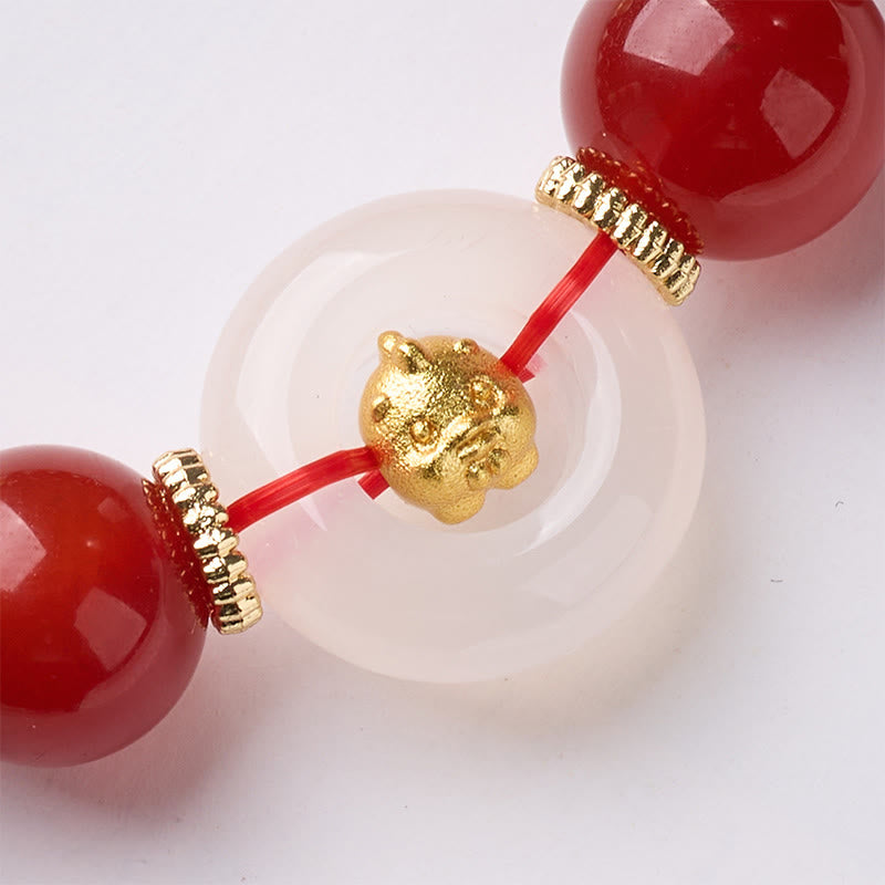 Bransoletka z Buddha Stones, chińskim zodiakiem, rokiem konia, klamrą pokoju, czerwonym agatem i białym chalcedonem, dodająca pewności siebie - image 27