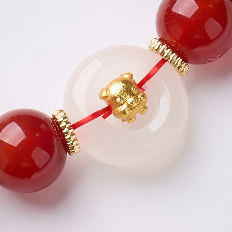 Bransoletka z Buddha Stones, chińskim zodiakiem, rokiem konia, klamrą pokoju, czerwonym agatem i białym chalcedonem, dodająca pewności siebie - image 32