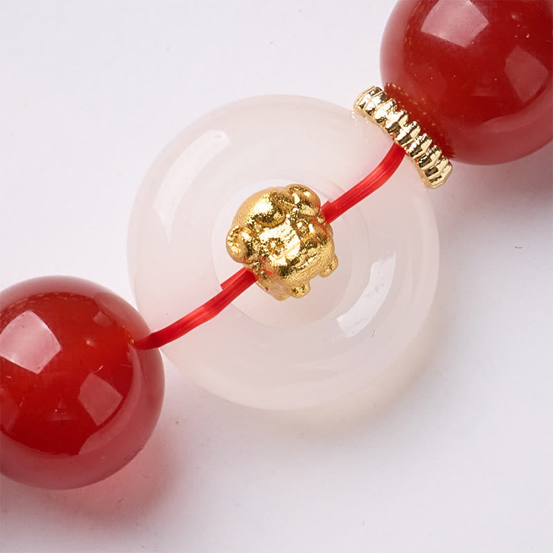 Bransoletka z Buddha Stones, chińskim zodiakiem, rokiem konia, klamrą pokoju, czerwonym agatem i białym chalcedonem, dodająca pewności siebie - image 23