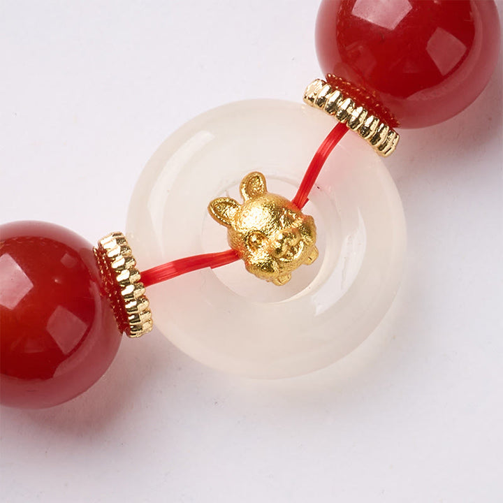 Bransoletka z Buddha Stones, chińskim zodiakiem, rokiem konia, klamrą pokoju, czerwonym agatem i białym chalcedonem, dodająca pewności siebie - image 17