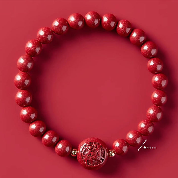 Bransoletka z Buddha Stones, chińskim zodiakiem, rokiem konia, rzeźbiona w cynobrze, z błogosławieństwem pokoju - 6mm Tygrys - image 16