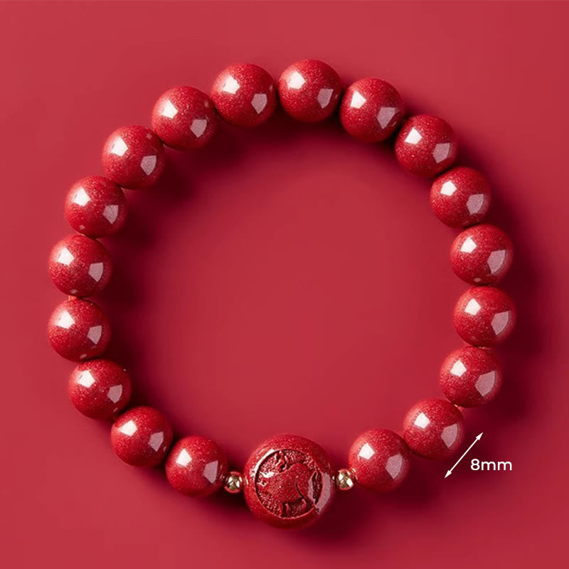 Bransoletka z Buddha Stones, chińskim zodiakiem, rokiem konia, rzeźbiona w cynobrze, z błogosławieństwem pokoju - 8mm Świnia - image 38