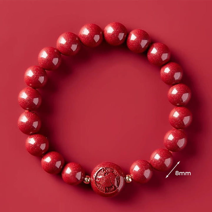Bransoletka z Buddha Stones, chińskim zodiakiem, rokiem konia, rzeźbiona w cynobrze, z błogosławieństwem pokoju - 8mm Świnia - image 38