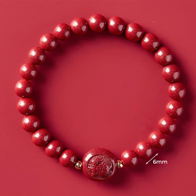 Bransoletka z Buddha Stones, chińskim zodiakiem, rokiem konia, rzeźbiona w cynobrze, z błogosławieństwem pokoju - 6mm Szczur - image 14
