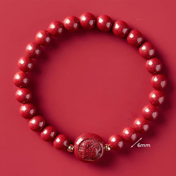 Bransoletka z Buddha Stones, chińskim zodiakiem, rokiem konia, rzeźbiona w cynobrze, z błogosławieństwem pokoju - 6mm Szczur - image 14