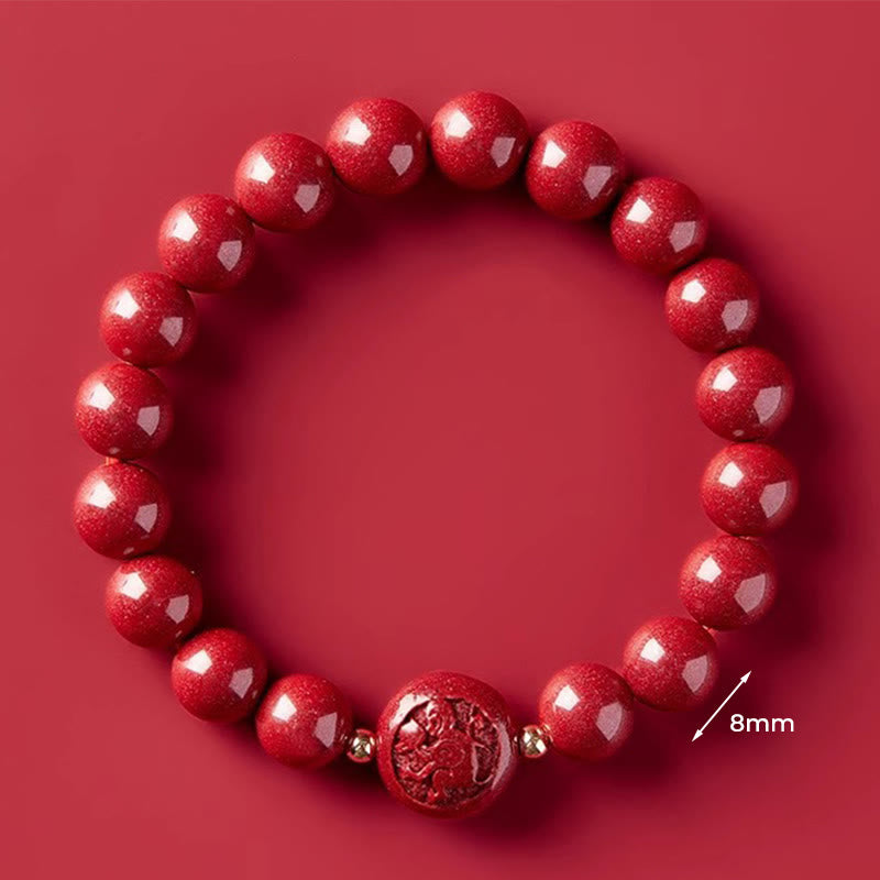 Bransoletka z Buddha Stones, chińskim zodiakiem, rokiem konia, rzeźbiona w cynobrze, z błogosławieństwem pokoju - 8mm Małpa - image 35