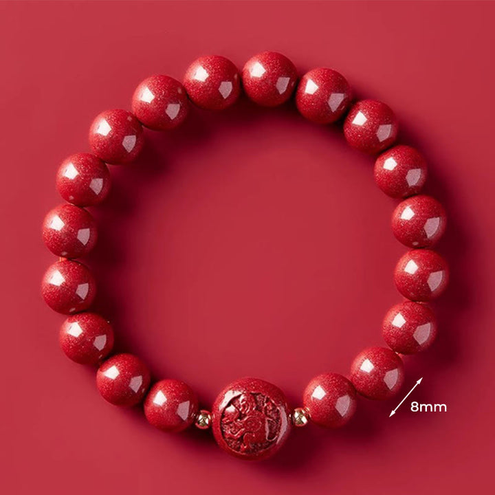 Bransoletka z Buddha Stones, chińskim zodiakiem, rokiem konia, rzeźbiona w cynobrze, z błogosławieństwem pokoju - 8mm Małpa - image 35