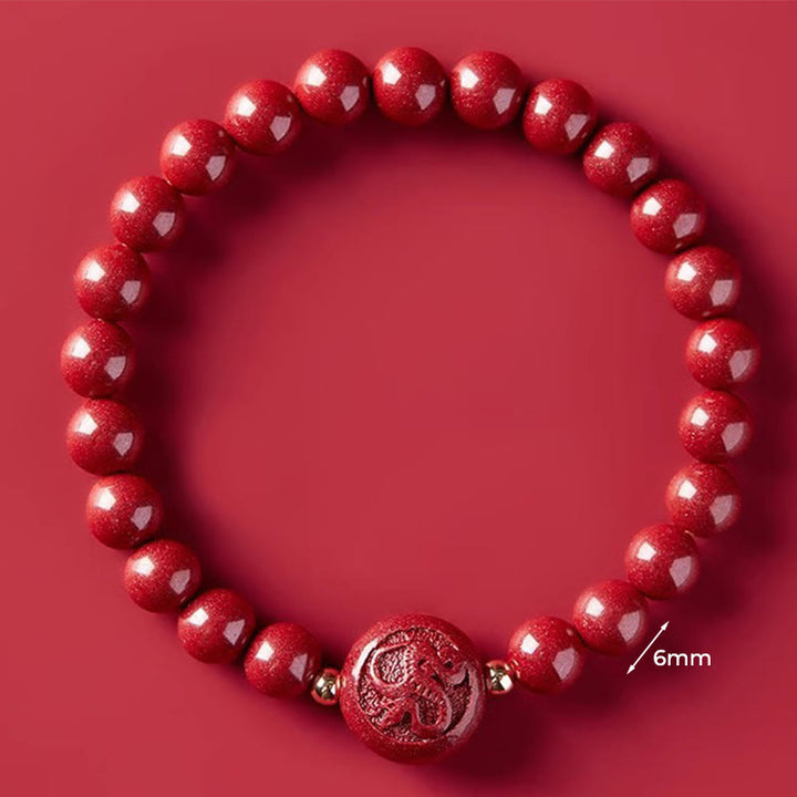 Bransoletka z Buddha Stones, chińskim zodiakiem, rokiem konia, rzeźbiona w cynobrze, z błogosławieństwem pokoju - Wąż 6mm - image 22