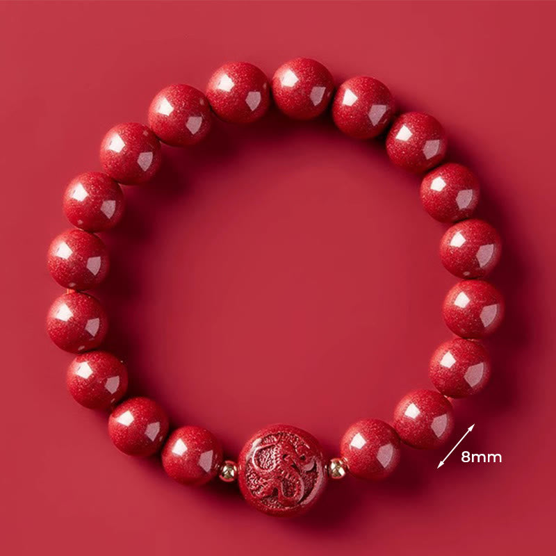 Bransoletka z Buddha Stones, chińskim zodiakiem, rokiem konia, rzeźbiona w cynobrze, z błogosławieństwem pokoju - Wąż 8mm - image 33
