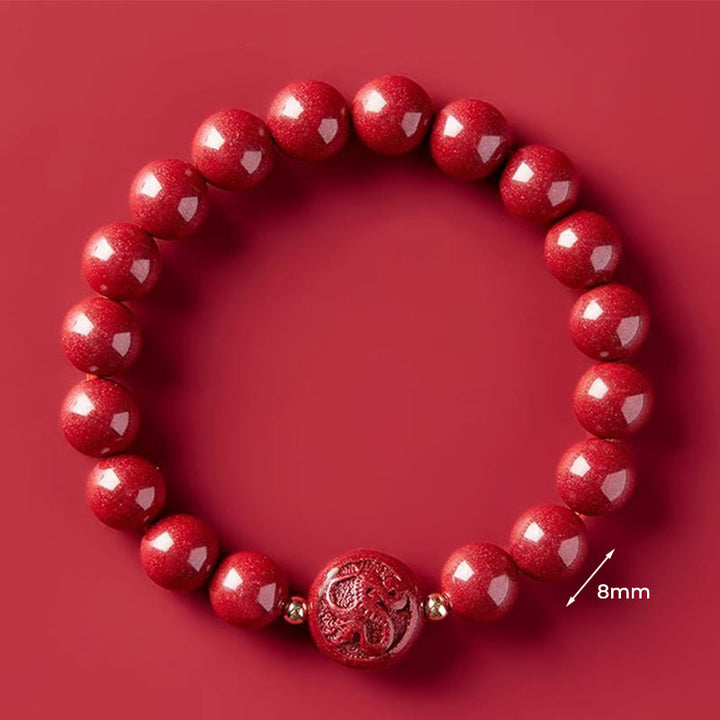 Bransoletka z Buddha Stones, chińskim zodiakiem, rokiem konia, rzeźbiona w cynobrze, z błogosławieństwem pokoju - Wąż 8mm - image 33