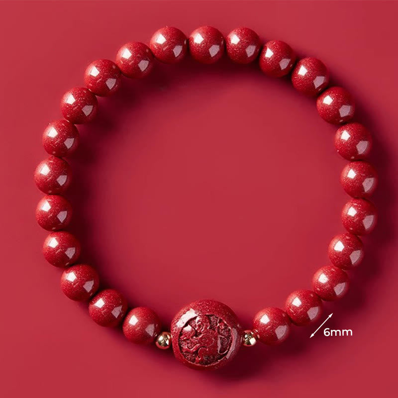 Bransoletka z Buddha Stones, chińskim zodiakiem, rokiem konia, rzeźbiona w cynobrze, z błogosławieństwem pokoju - 6mm Małpa - image 24
