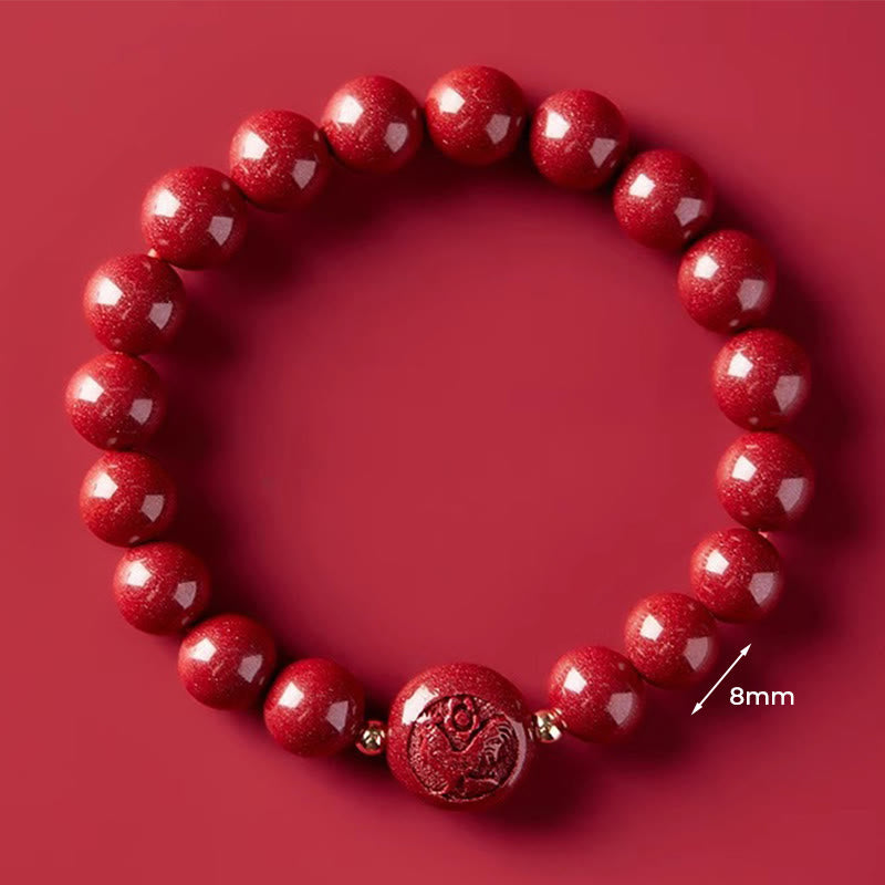 Bransoletka z Buddha Stones, chińskim zodiakiem, rokiem konia, rzeźbiona w cynobrze, z błogosławieństwem pokoju - Kogut 8mm - image 36