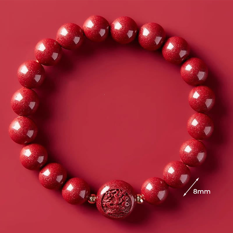 Bransoletka z Buddha Stones, chińskim zodiakiem, rokiem konia, rzeźbiona w cynobrze, z błogosławieństwem pokoju - 8mm Smok - image 32