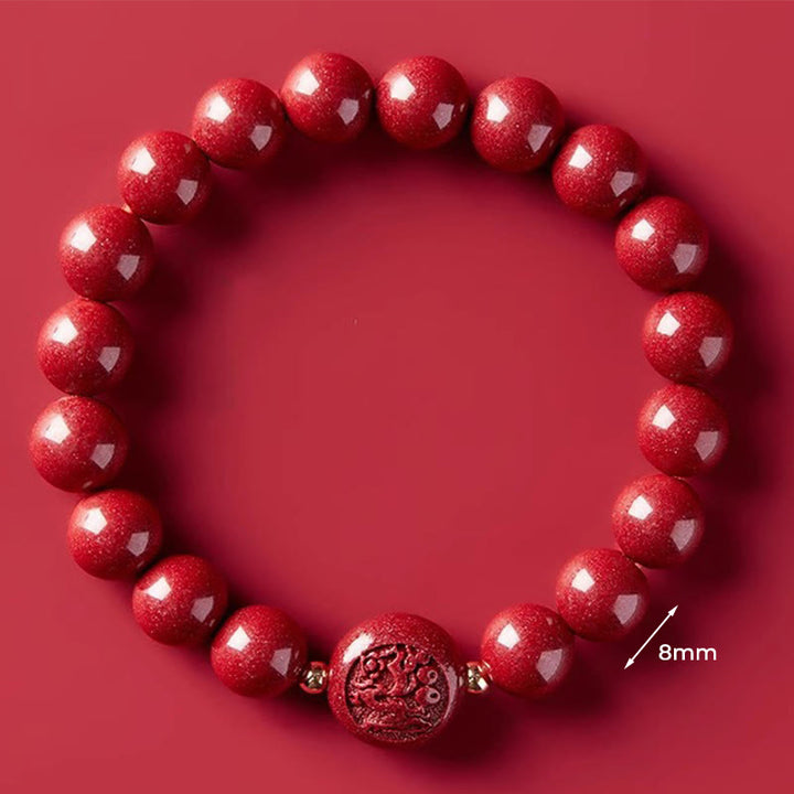 Bransoletka z Buddha Stones, chińskim zodiakiem, rokiem konia, rzeźbiona w cynobrze, z błogosławieństwem pokoju - 8mm Smok - image 32