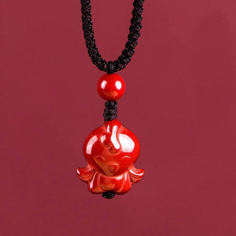 Naszyjnik z Buddha Stones, Rok Konia, Chińskie znaki zodiaku, grawerowany wzór, cynobrowy sznur błogosławieństwa - Kogut - image 34