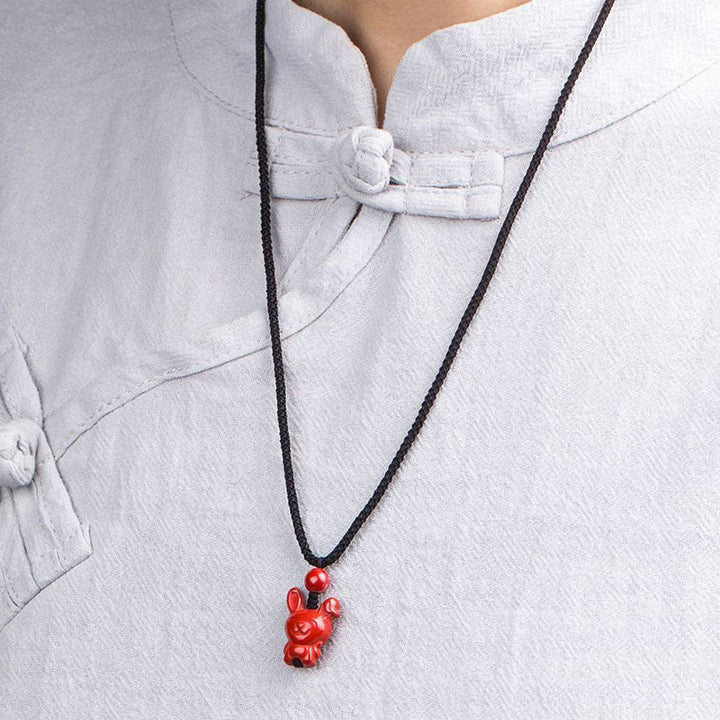 Naszyjnik z Buddha Stones, Rok Konia, Chińskie znaki zodiaku, grawerowany wzór, cynobrowy sznur błogosławieństwa - image 18