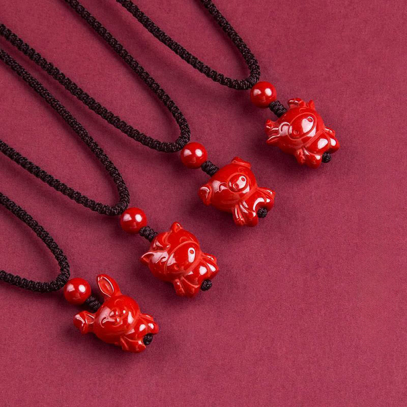 Naszyjnik z Buddha Stones, Rok Konia, Chińskie znaki zodiaku, grawerowany wzór, cynobrowy sznur błogosławieństwa - image 41