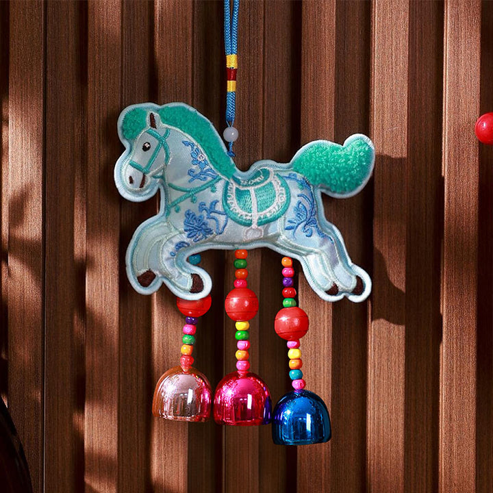 Buddha Stones, Rok Konia, Dzwonek, Haft, Wisząca Dekoracja - Niebieski dzwonek dla konia (10*13 cm) - image 8