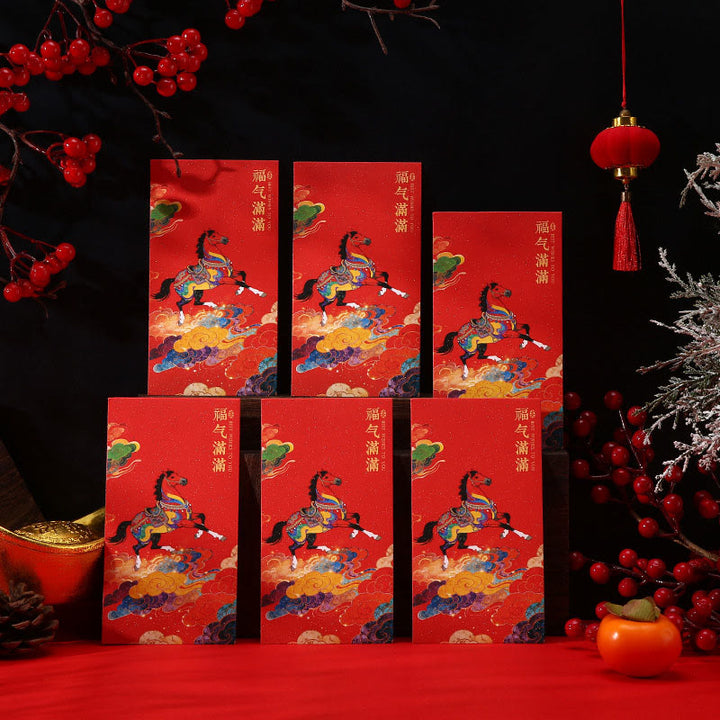 Buddha Stones Rok Konia 2026 Błogosławieństwa Nowego Roku 6 szt. Chińska czerwona koperta - image 8