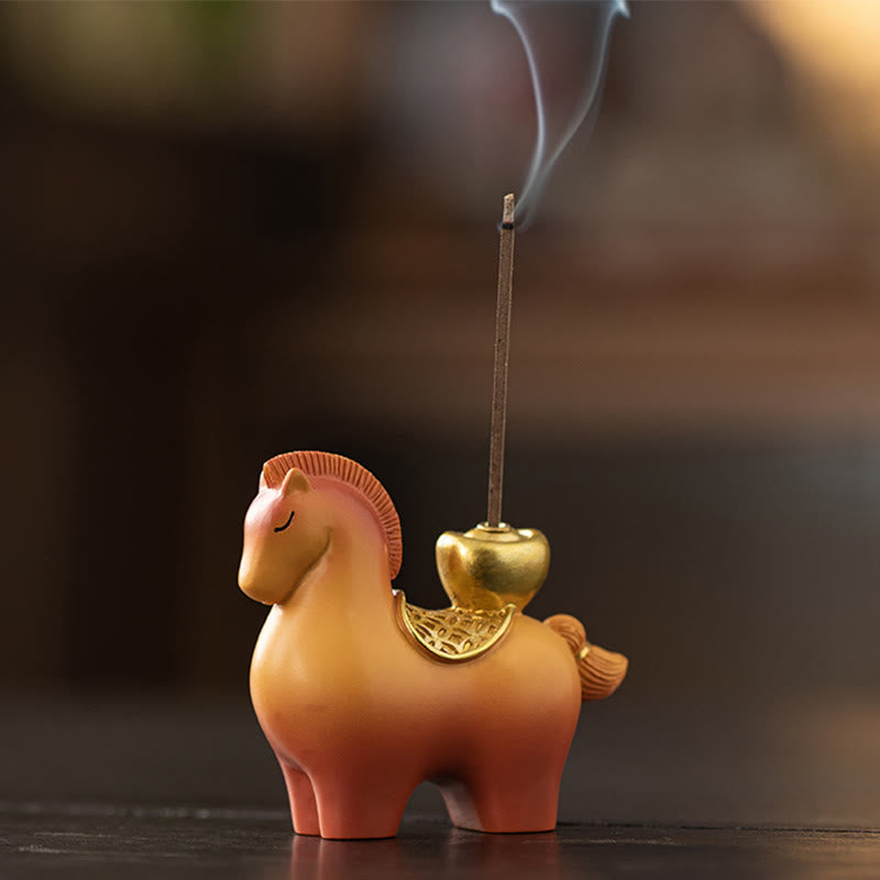 Buddha Stones Rok Konia 2026 Sztabka Nowego Roku Przyciągająca Bogactwo Dekoracja Domu Kadzielnica - Kadzielnica w kształcie sztabki konia (6,3*2,7*5,6 cm) - image 0