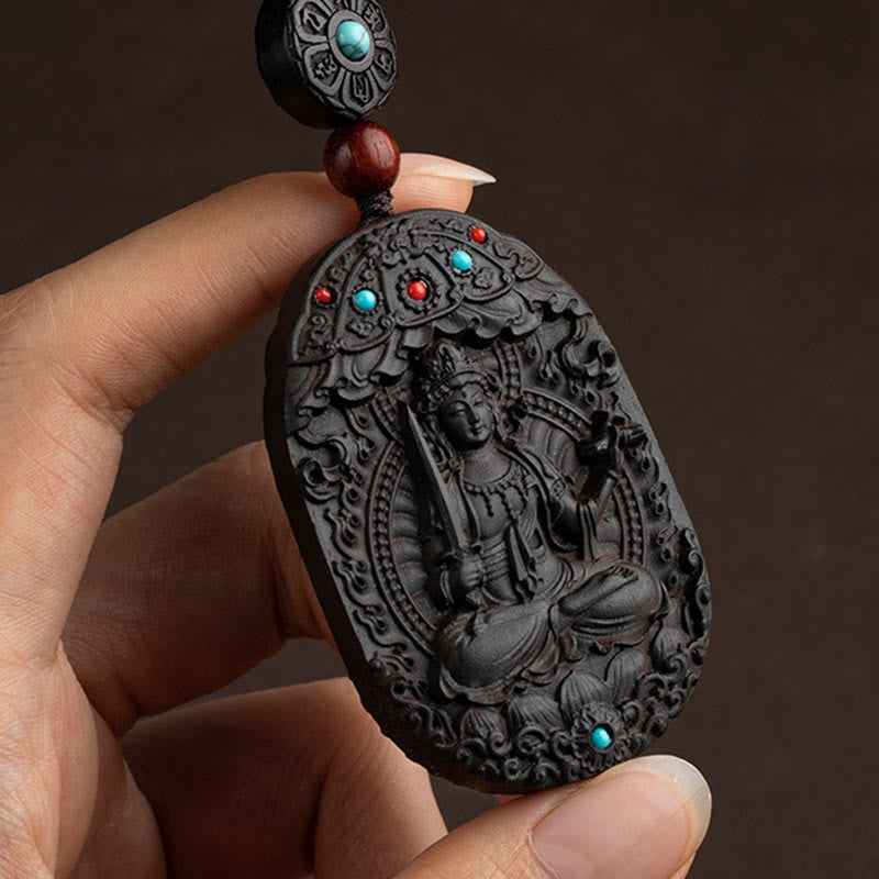 Buddha Stones, chiński zodiak, rok natalny Buddy, rok konia, Om Mani Padme Hum, lotos, hebanowy brelok z błogosławieństwem - image 7