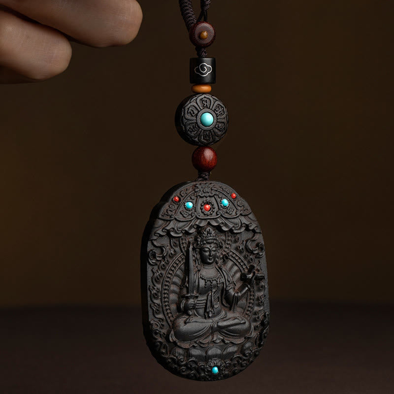 Buddha Stones, chiński zodiak, rok natalny Buddy, rok konia, Om Mani Padme Hum, lotos, hebanowy brelok z błogosławieństwem - image 2