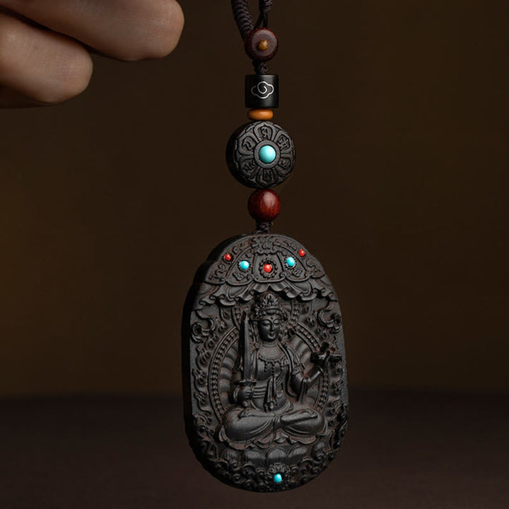 Buddha Stones, chiński zodiak, rok natalny Buddy, rok konia, Om Mani Padme Hum, lotos, hebanowy brelok z błogosławieństwem - image 2