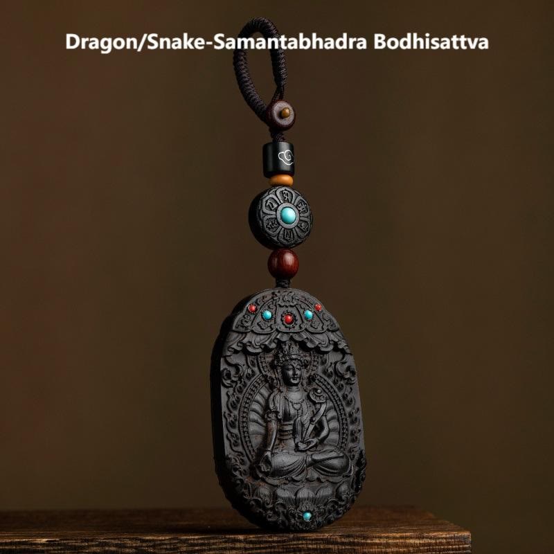 Buddha Stones, chiński zodiak, rok natalny Buddy, rok konia, Om Mani Padme Hum, lotos, hebanowy brelok z błogosławieństwem - Bodhisattwa Smok/Wąż-Samantabhadra - image 22