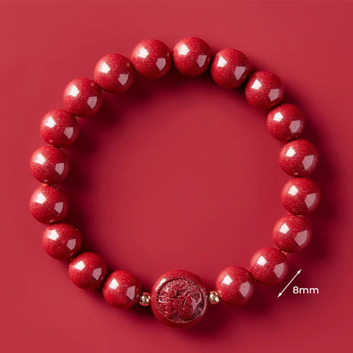 Bransoletka z Buddha Stones, chińskim zodiakiem, rokiem konia, rzeźbiona w cynobrze, z błogosławieństwem pokoju - 8mm Szczur - image 28