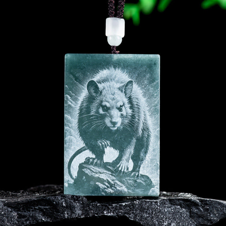 Naszyjnik z Buddha Stones, rok konia, chiński znak zodiaku, wisiorki z obfitości - Szczur - 60*40*4mm - image 7
