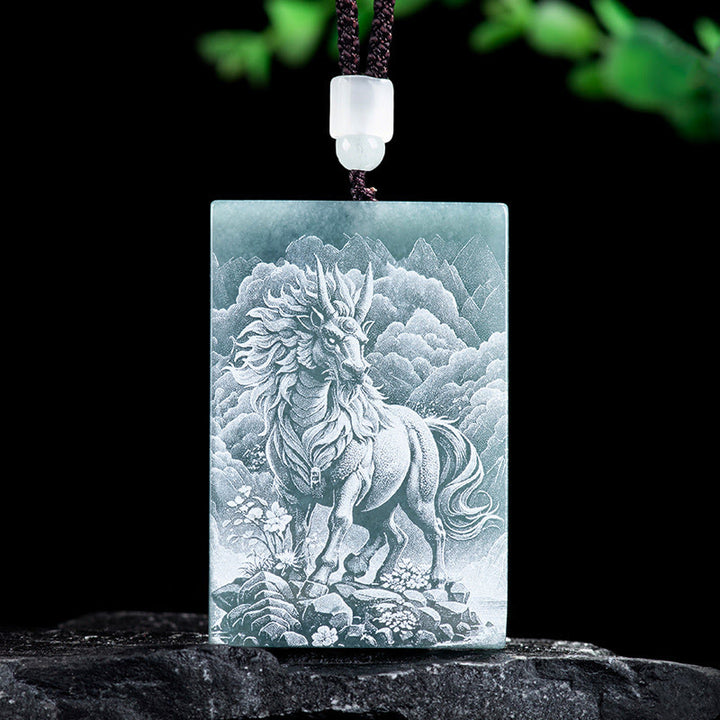 Naszyjnik z Buddha Stones, rok konia, chiński znak zodiaku, wisiorki z obfitości - Koń - 60*40*4mm - image 0