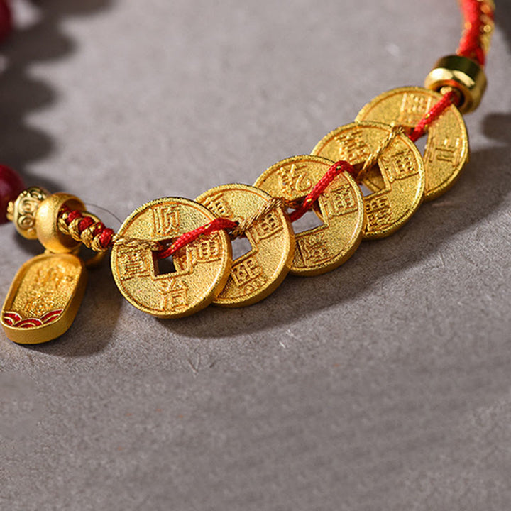 Buddha Stones, Monety Pięciu Cesarzy, Miedź, Ametyst, Cynober, Czarny, Czerwony Sznurek, Bransoletka Przyciągająca Szczęście - image 21