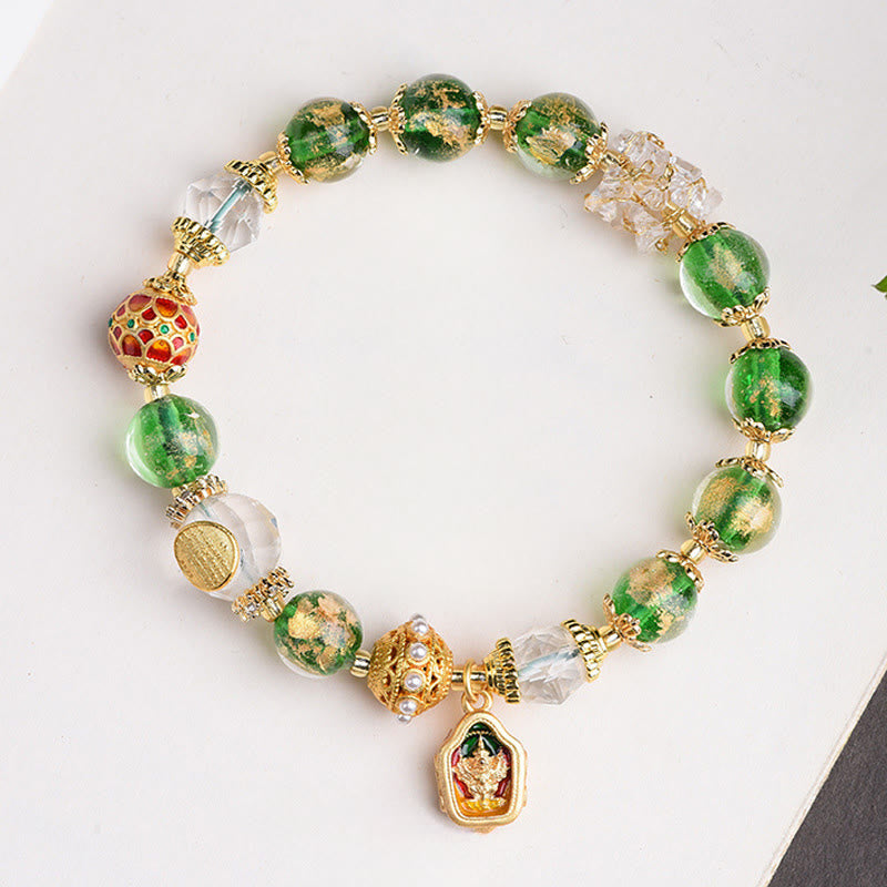 Bransoletka z Buddha Stones Liuli ze szkła, srebra próby 925, miedzi, chroniąca przed złymi duchami - Szkło Liuli ze srebra próby 925 (obwód nadgarstka: 16-17 cm) - image 0