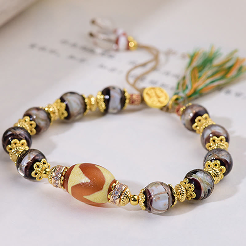 Bransoletka z Buddha Stones Liuli Glass Dzi Beads Blessings - image 7