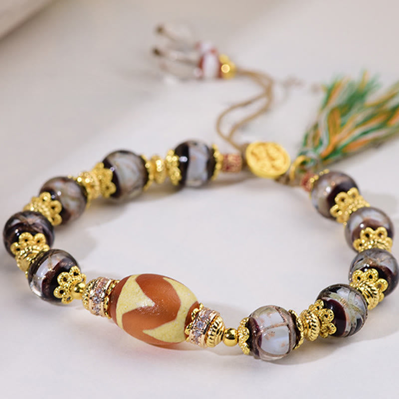 Bransoletka z Buddha Stones Liuli Glass Dzi Beads Blessings - image 2