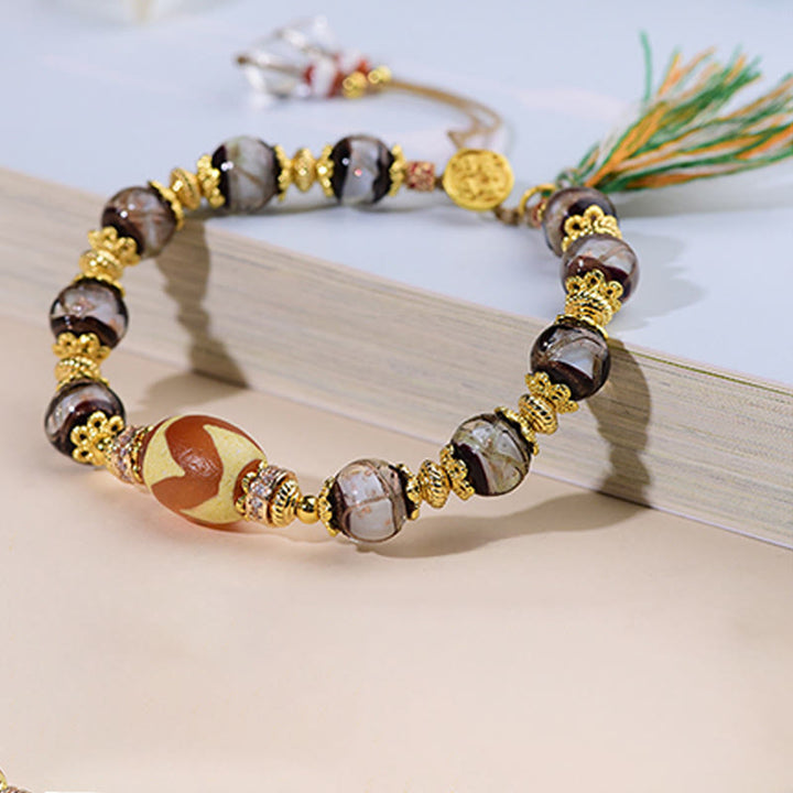Bransoletka z Buddha Stones Liuli Glass Dzi Beads Blessings - image 9