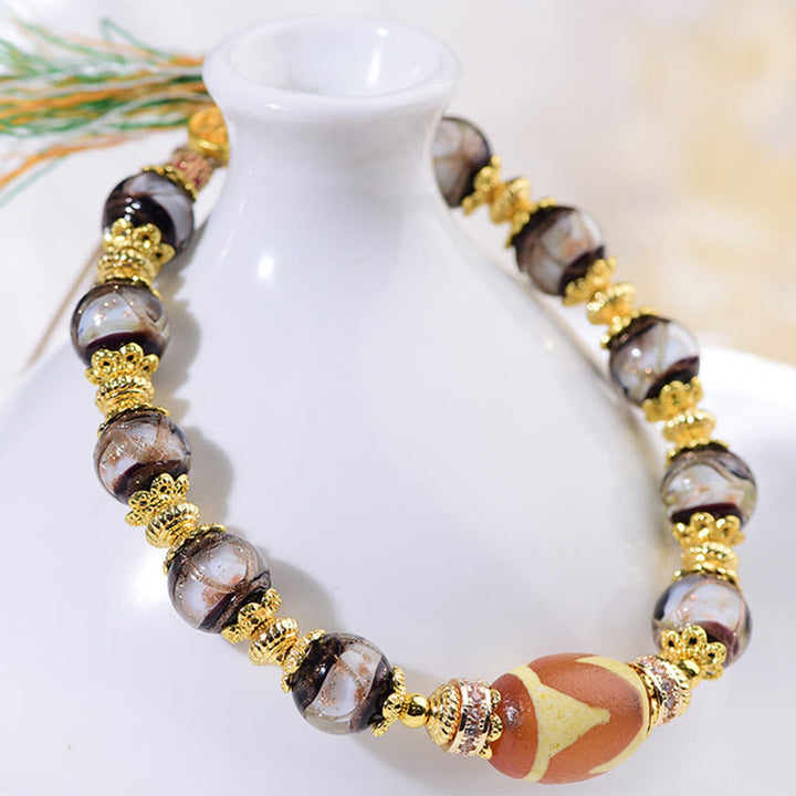 Bransoletka z Buddha Stones Liuli Glass Dzi Beads Blessings - image 13
