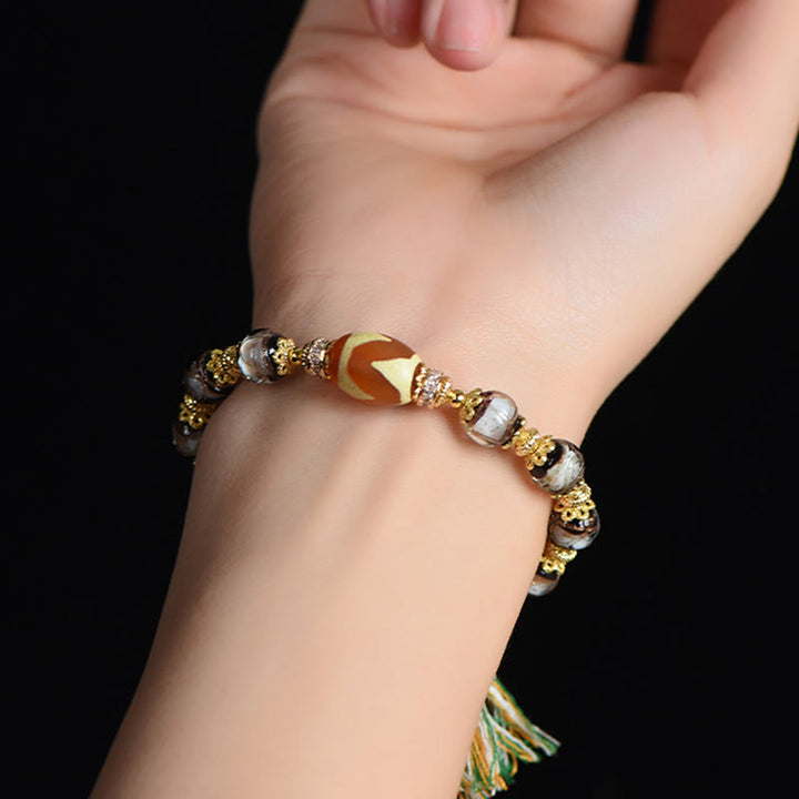 Bransoletka z Buddha Stones Liuli Glass Dzi Beads Blessings - image 4