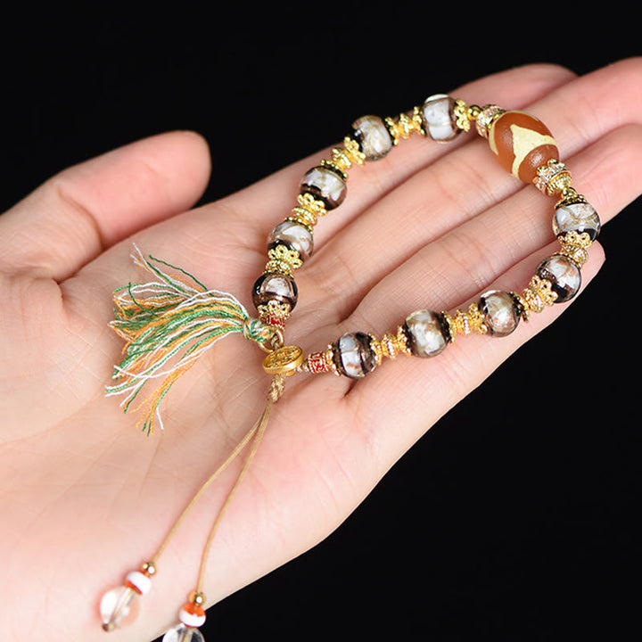 Bransoletka z Buddha Stones Liuli Glass Dzi Beads Blessings - image 12