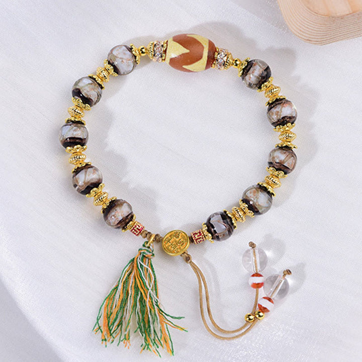 Bransoletka z Buddha Stones Liuli Glass Dzi Beads Blessings - image 11