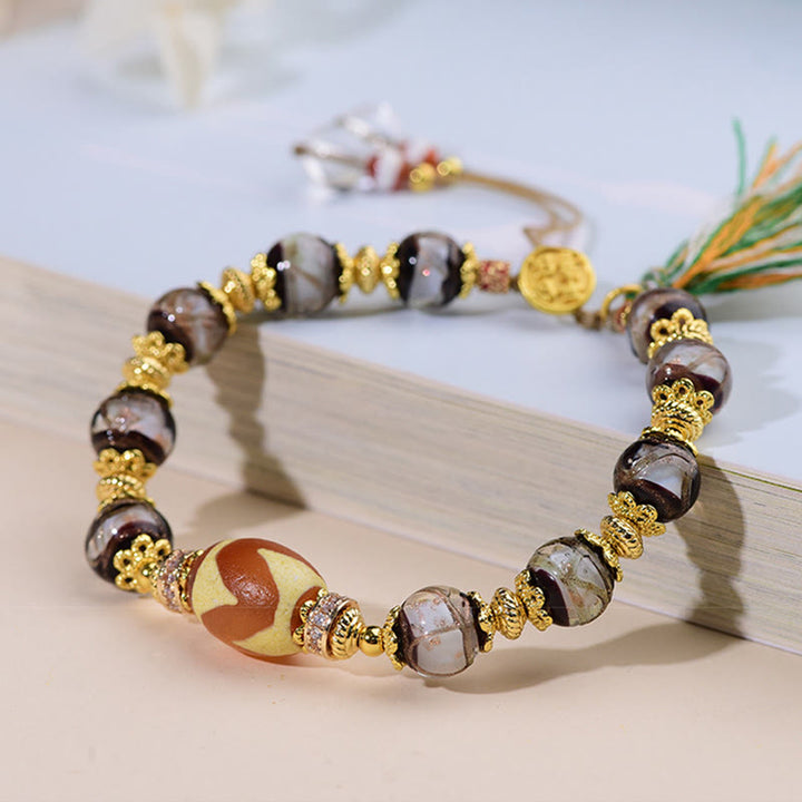 Bransoletka z Buddha Stones Liuli Glass Dzi Beads Blessings - image 8