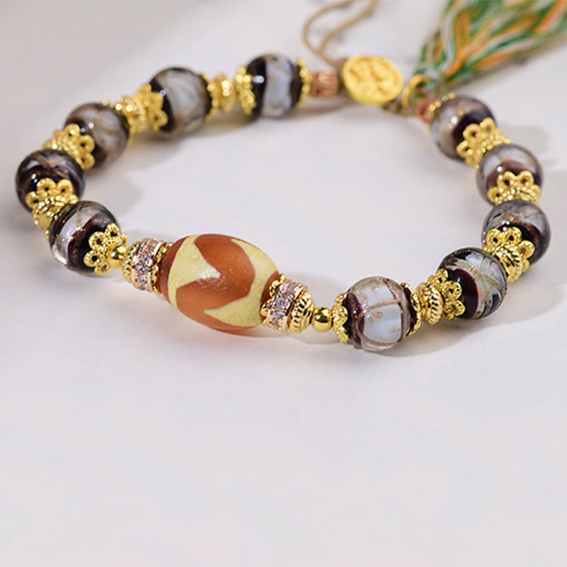 Bransoletka z Buddha Stones Liuli Glass Dzi Beads Blessings - image 15
