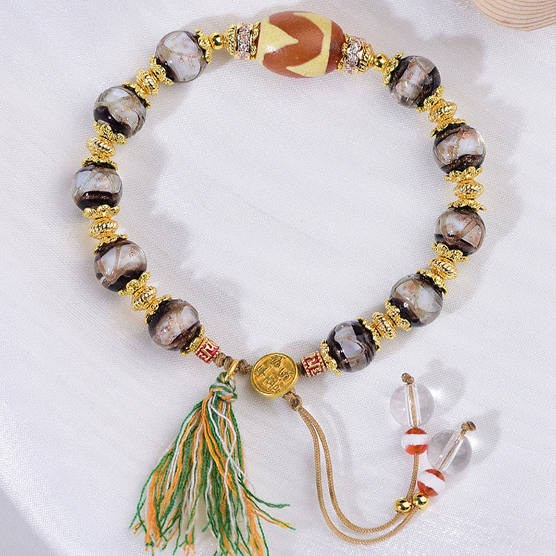 Bransoletka z Buddha Stones Liuli Glass Dzi Beads Blessings - image 1