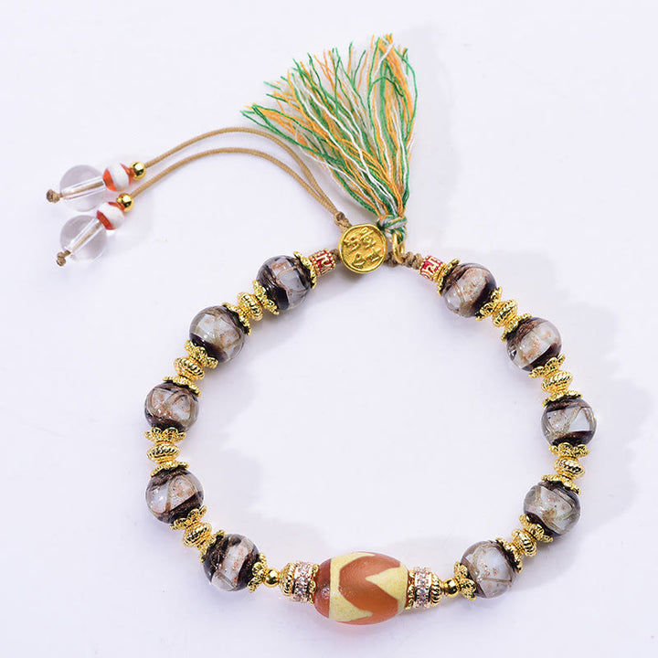 Bransoletka z Buddha Stones Liuli Glass Dzi Beads Blessings - image 3