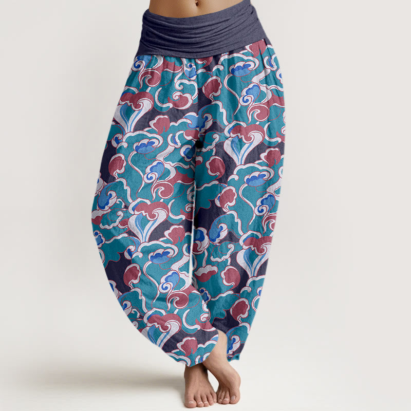 Buddha Stones, czysta bawełna, małe chmury, spodnie haremki damskie z elastyczną talią - Szary - US16, UK/AU20, EU48 (3XL) - image 8