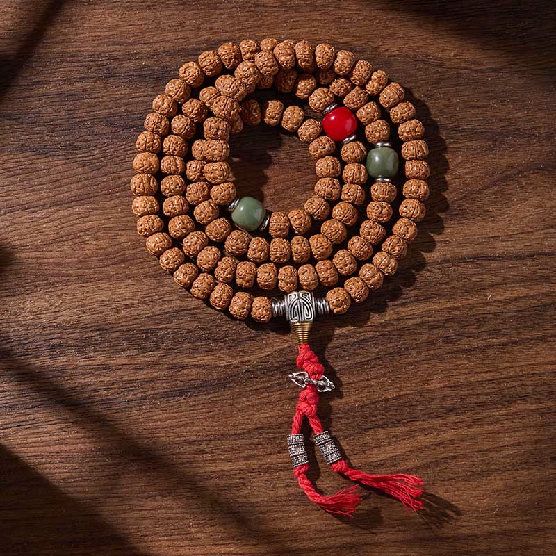 Tybetańskie Buddha Stones 108 koralików, nasiona bodhi, koraliki z trzema oczami, Mala pomyślności - Wszystko idzie zgodnie z oczekiwaniami - 10 mm - image 0