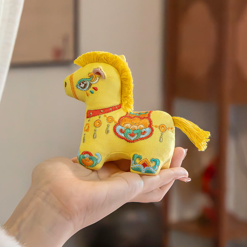 Buddha Stones Rok Konia Czerwony sznurek do haftu wiszącego - Żółty koń (11,1*9,7 cm) - image 10