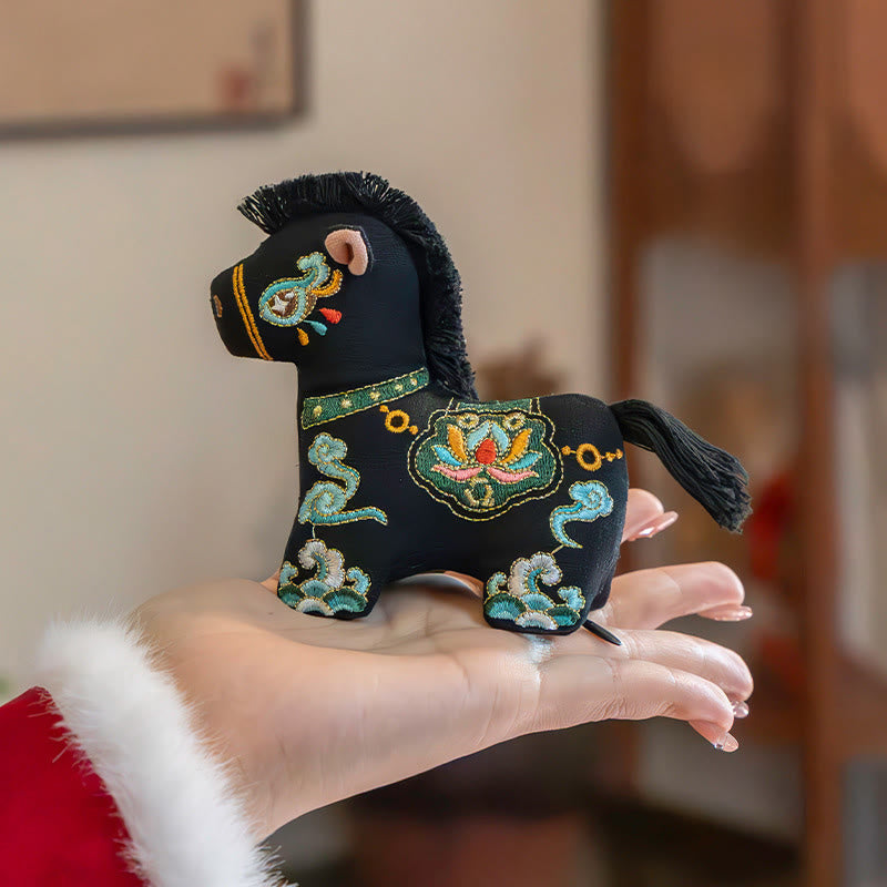 Buddha Stones Rok Konia Czerwony sznurek do haftu wiszącego - Czarny koń (11,1*9,7 cm) - image 9